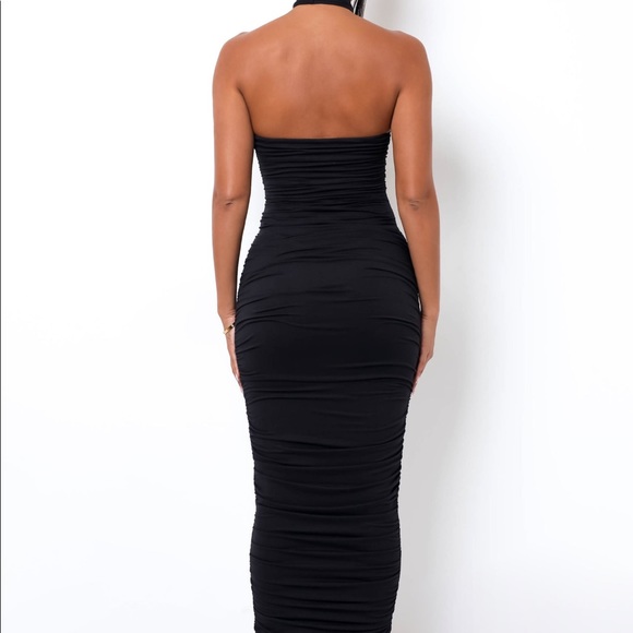 Black midi halter dress - Picture 2 of 2